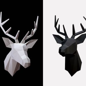 Be The Deer Head!! Low poly statues PDF & DXF for Paper craft. Make your own with this simple Wall decor