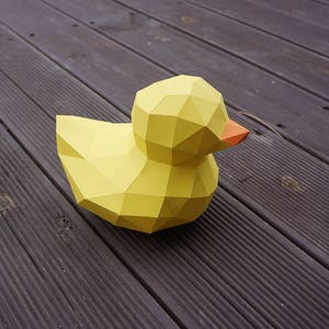 Be The Paper-Duck. not rubber duck. Low poly sculpture PDF for Paper craft. SVG and DXF for cutting machine image 3