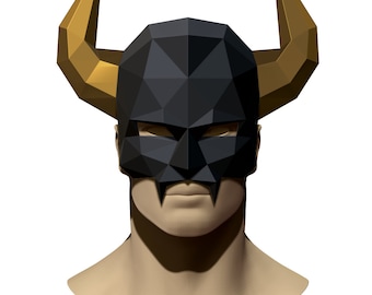 viking mask  | Paper craft  | Realistic Low poly  | 3D Polygon mask | PDF DXF download  |