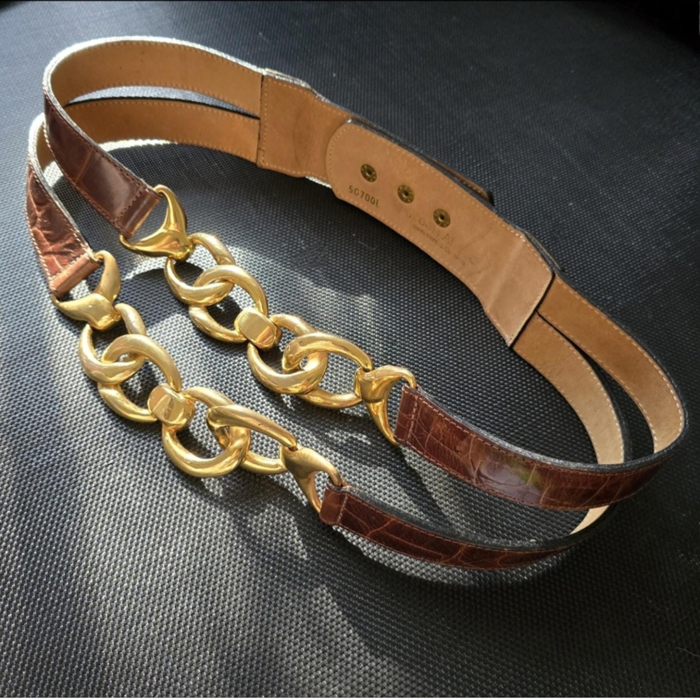 Vintage Streets Ahead Aqua Leather Belt W/ Rhinestones Solid Brass Buckle Size S Vintage Streets Ahead Belts - Etsy main image 3