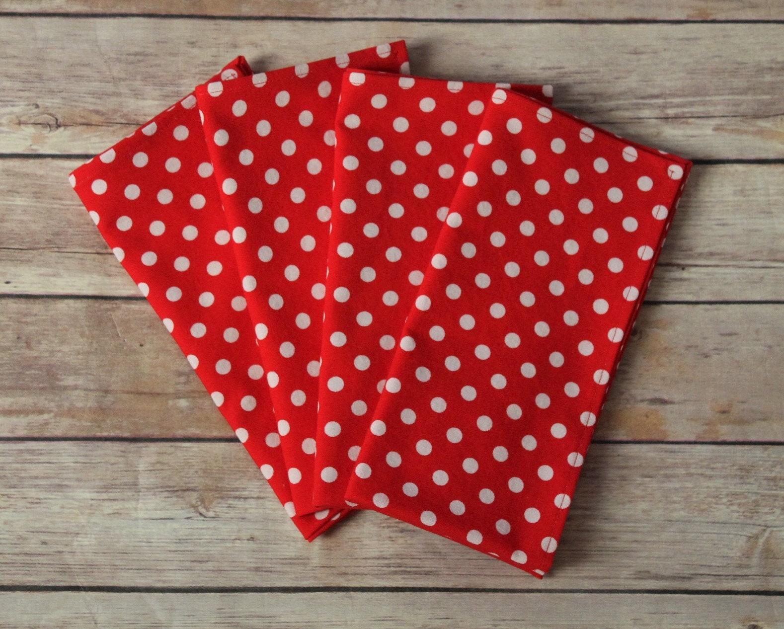 Polka Dot Napkins Red Napkins White Polka Dots Cloth Etsy