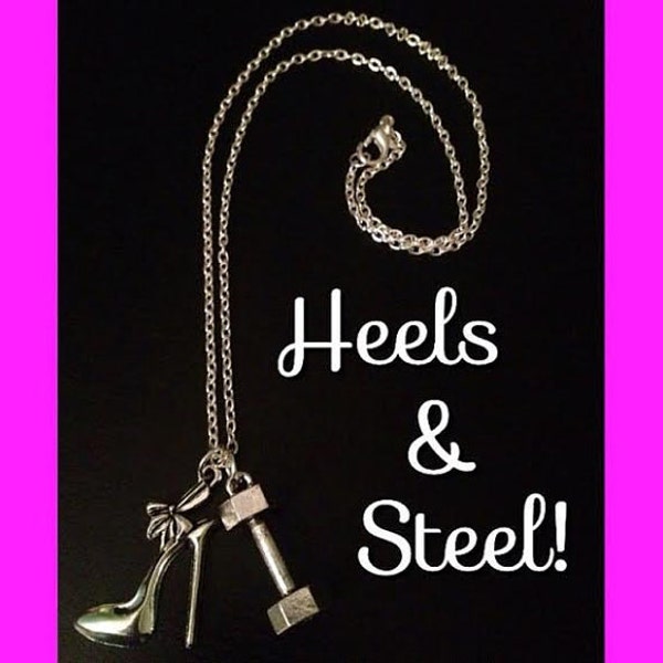 Heels & Steel! - Glam Gifts That Give Bodybuilding Fitness Jewelry Motivational Personal Trainer Dumbbell Kettlebell Weight Plate