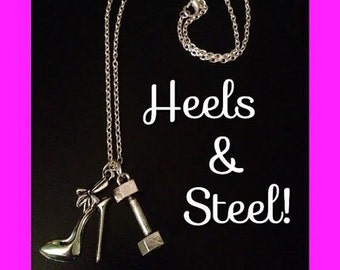 Heels & Steel! - Glam Gifts That Give Bodybuilding Fitness Jewelry Motivational Personal Trainer Dumbbell Kettlebell Weight Plate