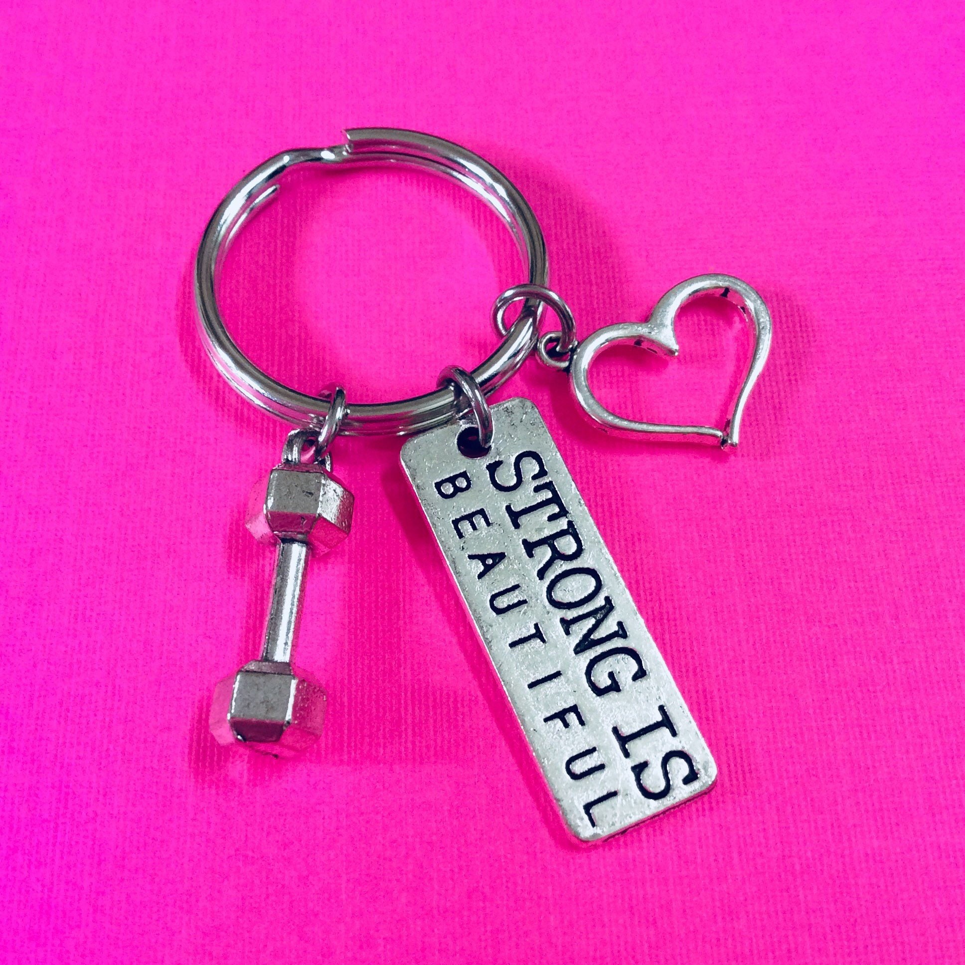 Strong Key Chain STRONG IS BEAUTIFUL Keychain, Bodybuilding Keychain, Weight Lifting ...