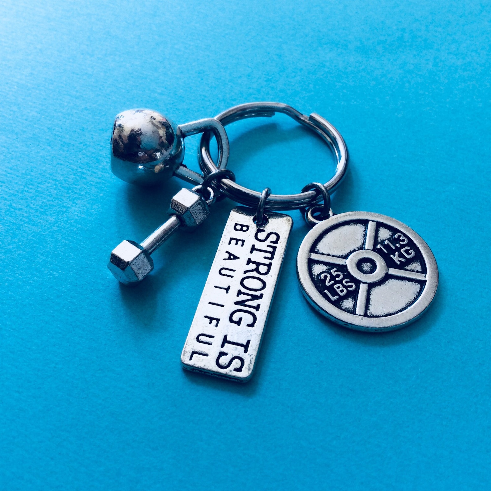 STRONG IS BEAUTIFUL Keychain Bodybuilding Keychain Weight - Etsy