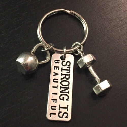 WEIGHT LIFTING KEYCHAIN Bodybuilding Keychain Strong is - Etsy