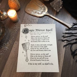 Magic Mirror Spell, Mirror Mirror on the Wall, Grimoire Pages, Print to Frame, Nursery Art, Teen Art