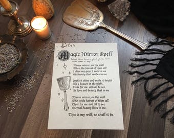 Magic Mirror Spell Grimoire Page, Nursery Teen Art (PDF Pattern)