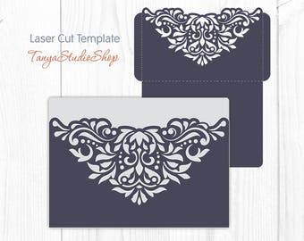 Bruiloft uitnodiging - SVG, studio, ai, CRD, eps - Vintage Lace - Lasergesneden sjabloon - Silhouette Cameo - Cricut - Instant Download 066