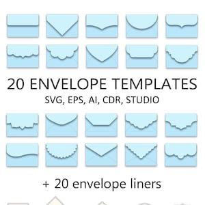 Set van 20 A7 Envelope templates (5,25 x 7,25) voor 5x7 uitnodigingskaart > SVG, AI, CRD, EPS > Cricut > Kamee > ScanNcut > Instant Download 311