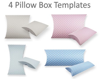 4 Pillow Boxes - SVG, ai, CRD, eps, pdf - Laser Cut Template - Cricut - Silhouette - ScanNcut - Instant Download Set1