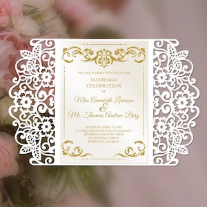 Altarfalz 5 x 7'' Einladung Vorlage - SVG, Ai, KRS, Eps, Pdf - Laser-Cut-Vorlage - Cricut - Silhouette - Folie - sofort-Download 274