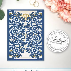 Gate-fold 5x7'' invitation template - SVG, ai, CRD, eps, pdf - Laser Cut Template - Cricut - Silhouette - ScanNcut - Instant Download 279