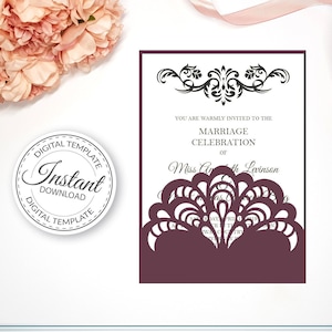 5x7&#39;&#39; invitation template - SVG, ai, CRD, eps, pdf - Laser Cut Template - Cricut - Silhouette - ScanNcut - Instant Download 307