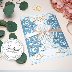 Altarfalz 5 x 7'' Einladung Vorlage - SVG, Ai, KRS, Eps, Pdf - Laser-Cut-Vorlage - Cricut - Silhouette - Folie - sofort-Download 319
