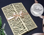 Gate-fold 5x7'' invitation template - SVG, ai, CRD, eps, pdf - Laser Cut Template - Cricut - Silhouette - ScanNcut - Instant Download 288