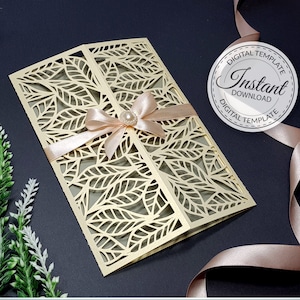 Altarfalz 5 x 7'' Einladung Vorlage - SVG, Ai, KRS, Eps, Pdf - Laser-Cut-Vorlage - Cricut - Silhouette - Folie - sofort-Download 288