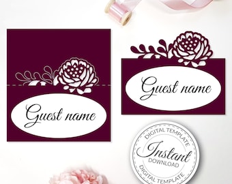 Szablon karty miejsca - SVG, PDF, ai, CRD, eps - Szablon karty eskorty - Wycinane laserowo - Cricut - Sylwetka - ScanNcut - Natychmiastowe pobranie 037