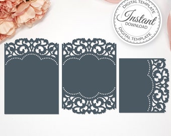 2 invitation templates - SVG, ai, CRD, eps - Rustic Card Templates - Laser Cut - Silhouette Cameo - Cricut- Instant Download 367
