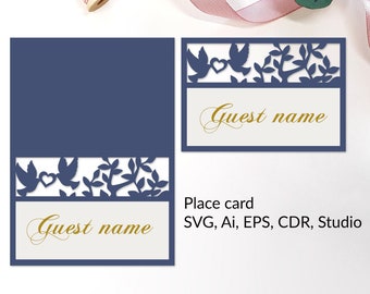 Place card template - SVG, PDF, ai, CRD, eps - Escort card template - Laser Cut - Cricut - Silhouette - ScanNcut - Instant Download 051