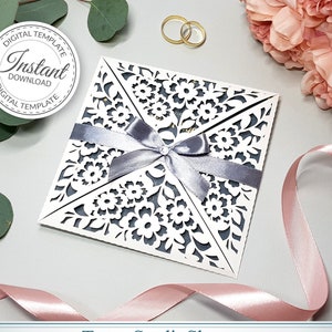 5 x 5'' Einladung Vorlage - SVG, Ai, KRS, Eps, Pdf - Laser-Cut-Vorlage - Cricut - Silhouette - Folie - Instant Download 300