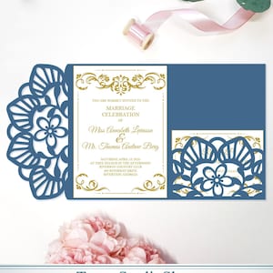 Tri-fold 5x7&#39;&#39; invitation template - SVG, ai, CRD, eps, pdf - Laser Cut Template - Cricut - Silhouette - ScanNcut - Instant Download 370