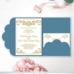 Tri-fold 5x7&#39;&#39; invitation template - SVG, ai, CRD, eps, pdf - Laser Cut Template - Cricut - Silhouette - ScanNcut - Instant Download 50