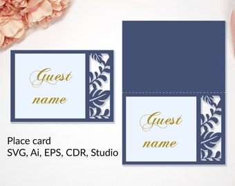 Place card template - SVG, PDF, ai, CRD, eps - Escort card template - Laser Cut - Cricut - Silhouette - ScanNcut - Instant Download 010