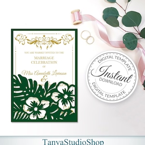 5x7&#39;&#39; Tropical invitation template - SVG, ai, CRD, eps, pdf - Laser Cut Template - Cricut - Silhouette - ScanNcut - Instant Download 380