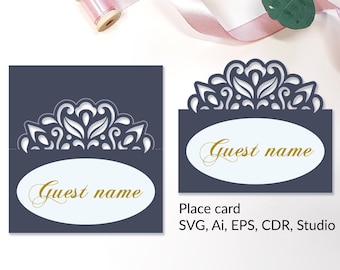 Szablon karty miejsca - SVG, PDF, ai, CRD, eps - Szablon karty eskorty - Wycinane laserowo - Cricut - Sylwetka - ScanNcut - Natychmiastowe pobranie 006