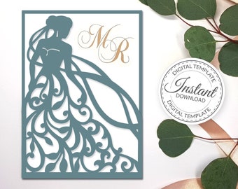 5x7'' invitation template - SVG, ai, CRD, eps, pdf - Laser Cut Template - Cricut - Silhouette - ScanNcut - Instant Download 223