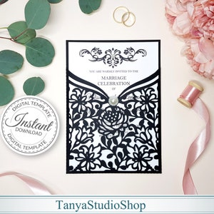 5 x 7'' Einladung Vorlage - SVG, Ai, KRS, Eps, Pdf - Laser-Cut-Vorlage - Cricut - Silhouette - Folie - sofort-Download 336