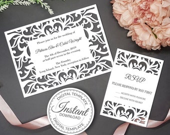 Wedding Invitation Template Cricut Etsy