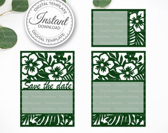 5x7'' Tropical invitation template + Rsvp - SVG, ai, CRD, eps, pdf - Laser Cut Template - Cricut - Silhouette - ScanNcut - Digital 375