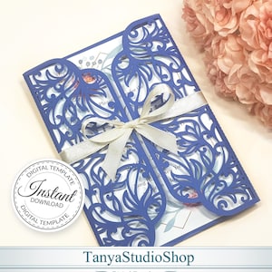 Gate-fold 5x7'' invitation template - SVG, ai, CRD, eps, pdf - Laser Cut Template - Cricut - Silhouette - ScanNcut - Instant Download 204