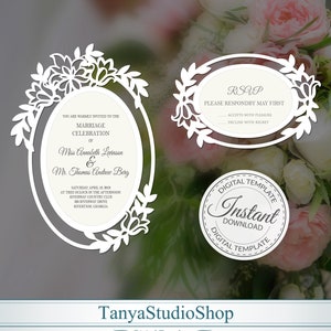 5 x 7'' Einladung Vorlage + Rsvp - SVG, Ai, KRS, Eps, Pdf - Laser-Cut-Vorlage - Cricut - Silhouette - Folie - sofort-Download 269