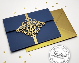 BellyBand for 5x7'' invitation - SVG, ai, CRD, eps, pdf - Laser Cut Template - Cricut - Silhouette - ScanNcut - Instant Download 277