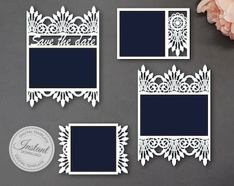 Gate-fold 5x7'' Guipure Invitation template - SVG, ai, CRD, eps, pdf - Laser Cut - Cricut - Silhouette - ScanNcut - Instant Download 382