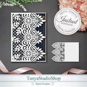 5x7&#39;&#39; Guipure Invitation template - SVG, ai, CRD, eps, pdf - Laser Cut Template - Cricut - Silhouette - ScanNcut - Digital 383