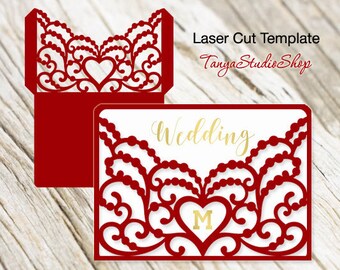 Wedding invitation - SVG, ai, CRD, eps - Envelope_ Laser Cut - Silhouette Cameo - Cricut - Instant Download - 060