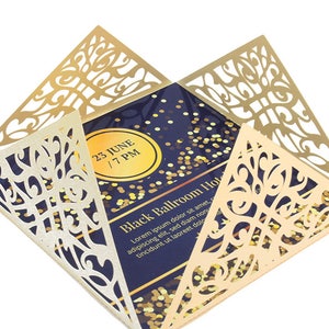 Four-fold invitation template - SVG, DXF, ai, CRD, eps - Laser Paper Cut - Silhouette Cameo- Cricut - Instant Download 183