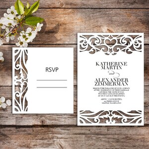 Hochzeit Einladung Vorlage - SVG, DXF, Ai, KRS, Eps - Laser Scherenschnitt - Silhouette Cameo - Cricut - sofort-Download 131