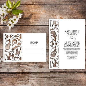 Hochzeit Einladung Vorlage - SVG, DXF, Ai, KRS, Eps - Laser Scherenschnitt - Silhouette Cameo - Cricut - sofort-Download 135