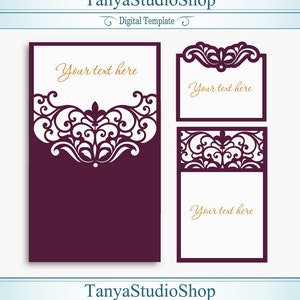 Invitation 4 in 1 - SVG, ai, CRD, eps - invitation, RSVP, info insert, envelope - Laser cut - Cameo - Cricut - Instant Download 035