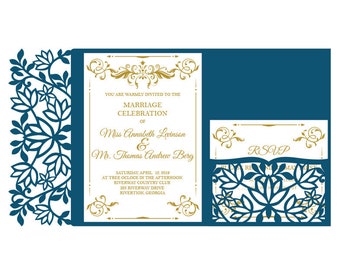 Wedding invitation - SVG, ai, CRD, eps - Card Templates - Laser Cut - Silhouette Cameo - Cricut- Instant Download 088