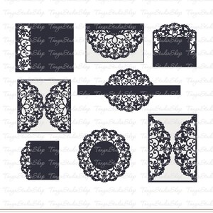 Laser Cut Big Set - SVG, ai, CRD, eps - Invitation, Menu, RSVP, Additional Detail Card, Gift Registry Templates - Cameo - Cricut - 082