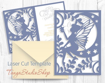 Fairy Card - SVG, ai, eps - Pattern Card Templates - Fairy card template - Laser Cut - Silhouette Cameo - Cricut - Instant Download 029