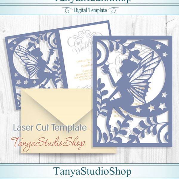 Fairy Card - SVG, ai, eps - Pattern Card Templates - Fairy card template - Laser Cut - Silhouette Cameo - Cricut - Instant Download 029