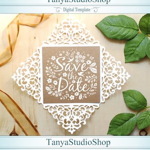 Hochzeitseinladung - SVG, ai, CRD, Eps - Karte Vorlagen - Laser geschnitten - Silhouette Cameo - Cricut - Instant Download 032