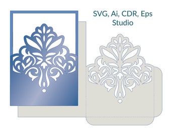 5x7'' pocket uitnodiging sjabloon - SVG, ai, CRD, eps >Laser Cut Template > Cricut > Silhouette > ScanNcut > Cricut - Instant Download 005